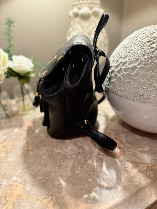 MCM Black Leather Visetos Mini Backpack with Gold Accents - Picture 5 of 16